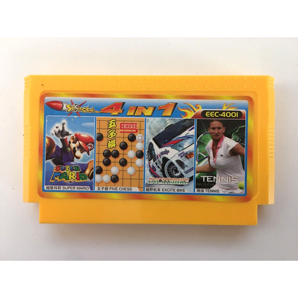 Nintendo Famicom Super Mario, Five Chess, Excite Bike, Tennis - Game Cartridge